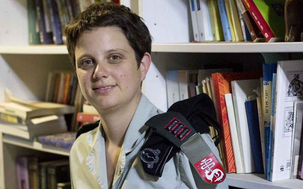 Cpt. Sharon Ogen, the medical training officer of the IDF's Southern Command, in her home in Ramat Hasharon. (Judah Ari Gross/Times of Israel)