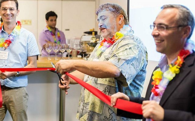 OurCrowd CEO Jon Medved inaugurates the company's Herzliya office, June 26, 2016. (Courtesy)