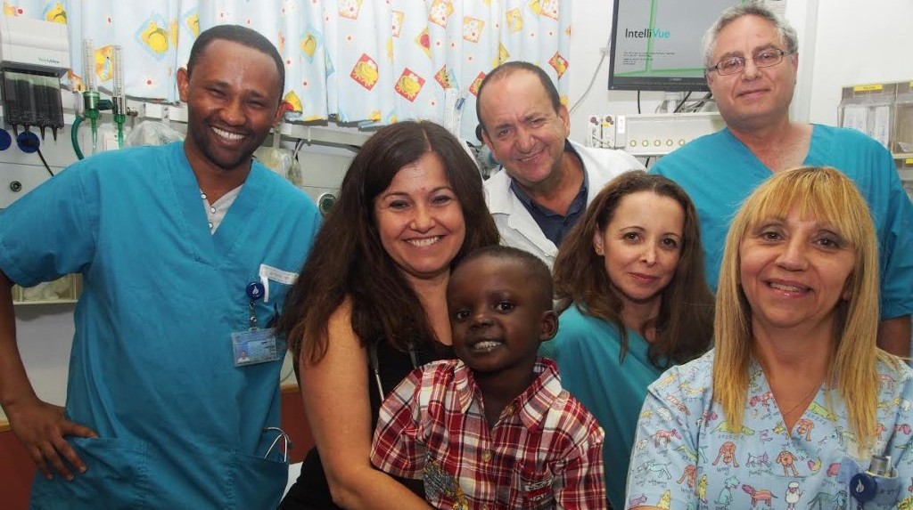 From left to right: Dr. Demeke, pediatric cardiologist from Ethiopia, Dr. Alona Raucher, Sanusey, Dr. Sion Houri, Revital Cohen, Nava Gershon. (Photo: Sheila Shalhevet, via Save A Child's Heart) 
