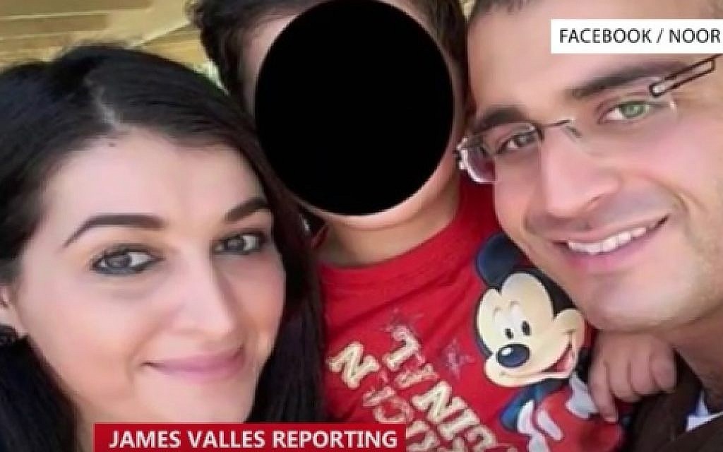 Orlando gunman Omar Mateen (R) with his wife Noor Zahi Salman and son (YouTube screenshot)