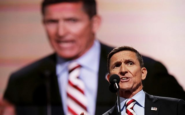 Retired Lt. Gen. Michael Flynn delivers a speech on the first day of the Republican National Convention on July 18, 2016, in Cleveland, Ohio. (Chip Somodevilla/Getty Images/AFP)