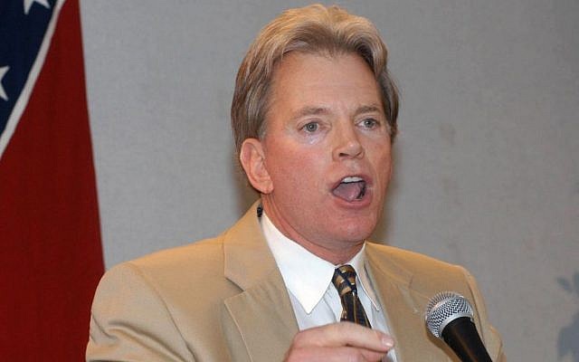 In this May 29, 2004, file photo, former Ku Klux Klan leader David Duke speaks to supporters in Kenner, La. Duke said he plans to run for US Senate in Louisiana. Duke's announcement came Friday, July 22, 2016, on his website. (AP Photo/Burt Steel, File) 
