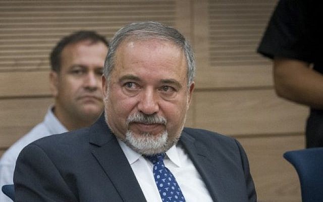 Defense Minister Avigdor Liberman at a meeting of the Foreign Affairs and Defense Committee on July 18, 2016. (Miriam Alster/Flash90)
