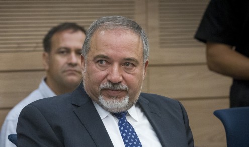Defense Minister Avigdor Liberman at a meeting of the Foreign Affairs and Defense Committee on July 18, 2016. (Miriam Alster/Flash90)
