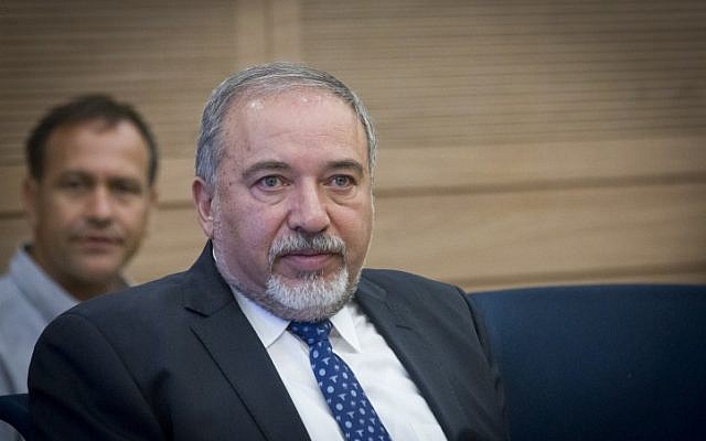 Defense Minister Avigdor Liberman attends a security discussion at the Security and Foreign Affairs Committee at the Knesset, on July 18, 2016. (Miriam Alster/Flash90)