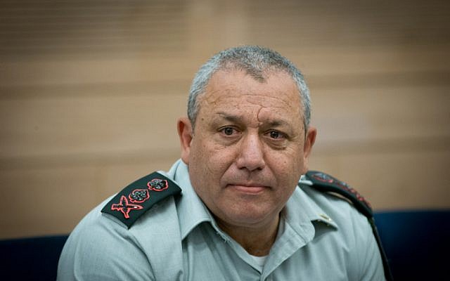 Then-IDF Chief of Staff Gadi Eizenkott attends a Foreign Affairs and Defense Committee meeting at the Knesset in Jerusalem on July 26, 2016.  (Yonatan Sindel/Flash90)