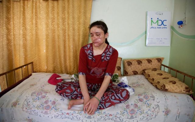 Islamic State group militants took this photo of Yazidi girl Nazdar Murat, as part of a database the militants have put together of Yazidi girls and women they have enslaved. (AP Photo/Maya Alleruzzo)