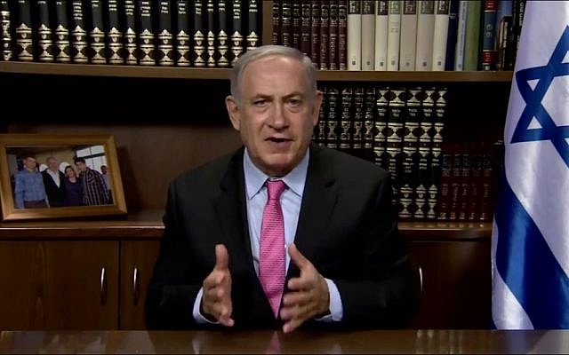 Prime Minster Benjamin Netanyahu speaks on video to the Arab citizens of Israel, July 25, 2016. (screen capture: Facebook)