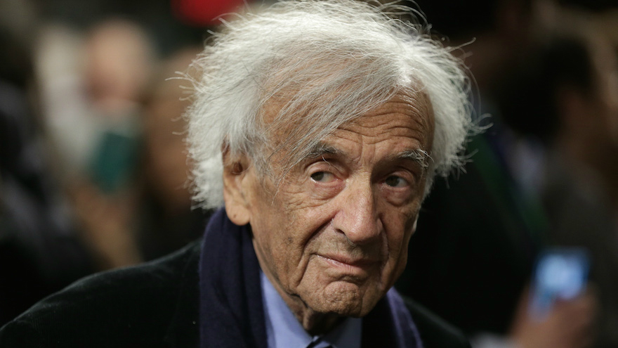 Elie Wiesel arrives for a roundtable discussion on the Iran nuclear deal on Capitol Hill in Washington, DC, March 2, 2015. (Win McNamee/Getty Images via JTA)