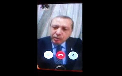 Turkish President Recep Tayyip Erdogan talks to CNN Turk via FaceTime, following an apparent coup from the country's military on July 15, 2016 (screen capture: YouTube)