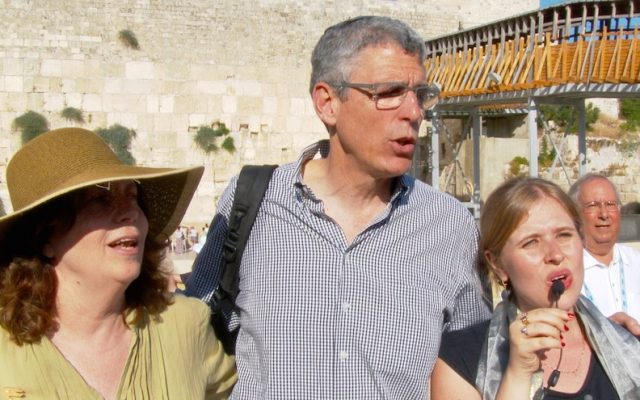 Illustrative: Union for Reform Judaism president Rabbi Rick Jacobs participating in a prayer service at the Western Wall in Jerusalem, July 4, 2016. (Courtesy of the URJ)