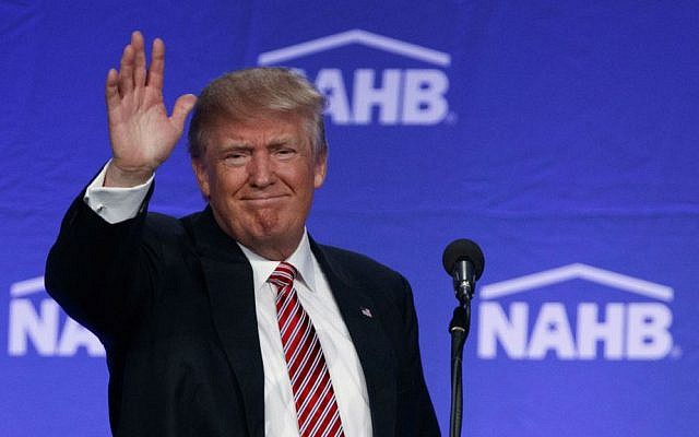US Republican presidential candidate Donald Trump at a gathering of the National Association of Home Builders in Miami Beach, Florida, on August 11, 2016. (AP/Evan Vucci)