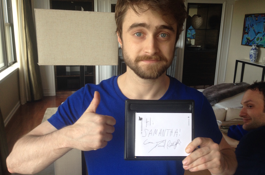 The movie star sent the writer’s daughter a sweet photo. (Courtesy of Daniel Radcliffe) 