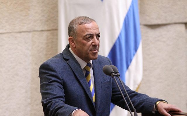 Kulanu parliament member Akram Hasson during his swearing-in as a member of the Knesset in Jerusalem on February 1, 2016. (Issac Harari/Flash90)
