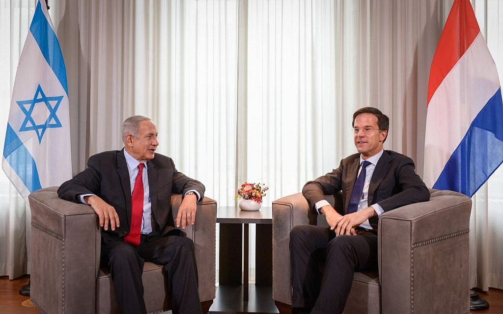 Prime Minister Benjamin Netanyahu meets with his Dutch counterpart Mark Rutte at The Hague in the Netherlands on September 6, 2016 (Photo by Amos Ben Gershom/GPO)
