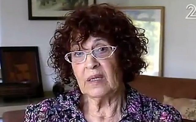 Nadia Cohen, widow of executed Israeli spy Eli Cohen, speaks to Channel 2 on September 20, 2016 after Syrian opposition forces release new video showing moments after he was hanged in Damascus public square. Screenshot/Channel 2)