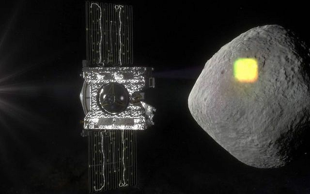 This artist's rendering made available by NASA in July 2016 shows the mapping of the near-Earth asteroid Bennu by the OSIRIS-REx spacecraft. (NASA/Goddard/University of Arizona via AP)