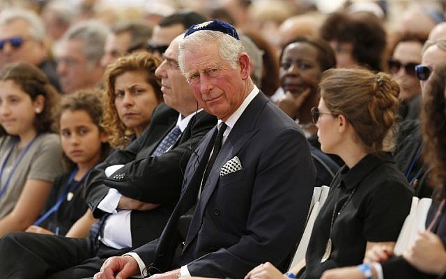 Britain's Prince Charles attends the funeral of former Israeli president and prime minister Shimon Peres at the Mount Herzl national cemetery in Jerusalem on September 30, 2016. (AFP Photo/Pool/Abir Sultan)