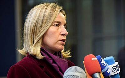 High Representative of the Union for Foreign Affairs and Security Policy Federica Mogherini talks to reporters during a Foreign Affairs meeting in Luxembourg on October 17, 2016. (AFP PHOTO/JOHN THYS)