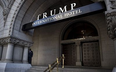 The entrance to the new Trump International Hotel at the old post office in Washington, DC, October 26, 2016. (Gabriella Demczuk/Getty Images/AFP)