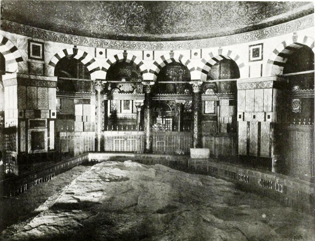 Interior of the Dome of the Rock, 1910. (public domain: Robert Smythe Hichens; American Colony)