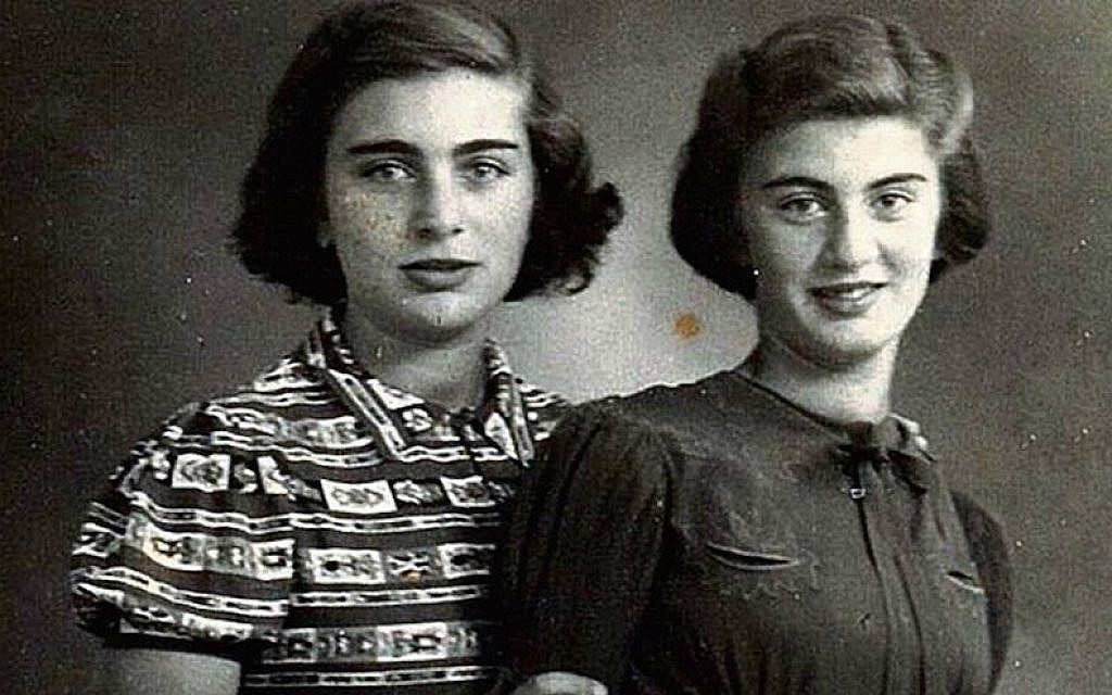 Carry Ulreich, right, and her older sister, Rachel, in a photograph taken during their time in hiding in Rotterdam during the Nazi occupation. (Boekencentrum/Mozaïek/JTA)