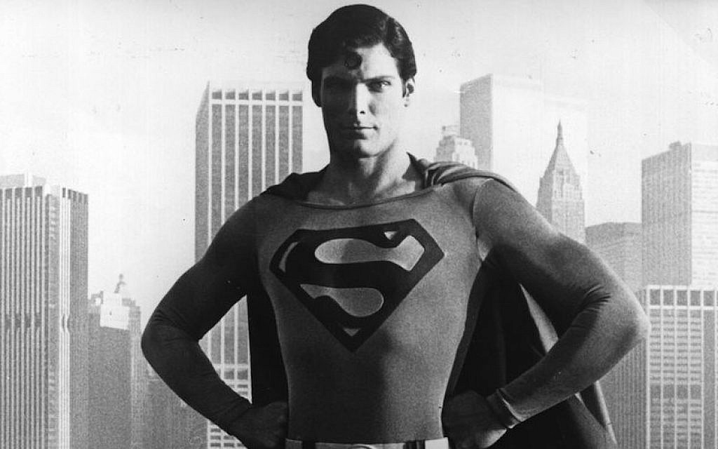 24-year-old American film actor Christopher Reeve stands before the Manhattan skyline dressed as the comic-book hero of the film 'Superman'. (Keystone/Getty Images)