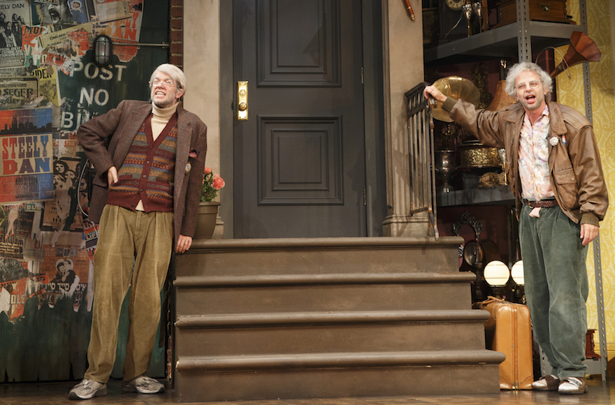 John Mulaney as George St. Geegland and Nick Kroll as Gil Faizon in 'Oh, Hello on Broadway.' (Joan Marcus/JTA)