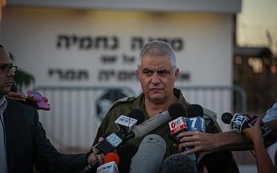 IDF Spokesperson Moti Almoz speaks to the press on June 15, 2014. (Flash90)