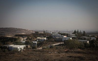 View of caravan homes at the Amona Jewish outpost in the West Bank, October 6, 2016. (FLASH90) 