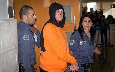 Asra Jabas at the District Court in Jerusalem on November 7, 2016 for a sentencing hearing. (Yonatan Sindel/Flash90)