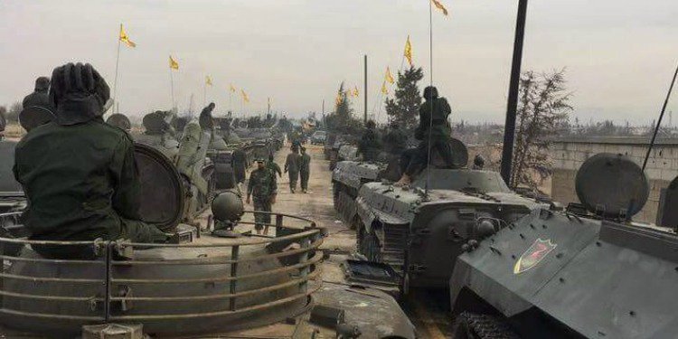 Hezbollah parading its military equipment in Qusayr, Syria, November 2016. (Twitter)