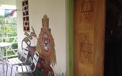 The Lion House guesthouse in Ochos Rios, Jamaica. The Star of David motif is common, as it is a Rastafarian symbol. (Julie Masis/Times of Israel)