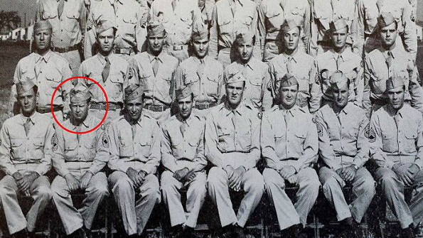 Master Sgt. Roddie Edmonds, circled in red, at Camp Atterbury. (Courtesy Chris Edmonds)