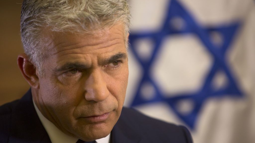 Yair Lapid, leader of the Yesh Atid party, in his office at the Knesset (AP Photo/Sebastian Scheiner)