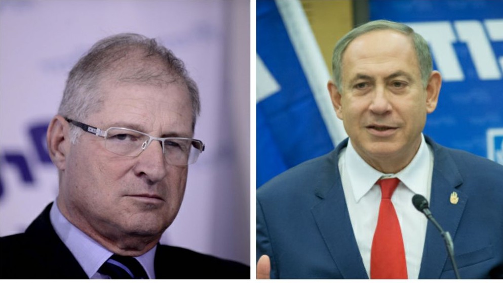 Prime Minister Benjamin Netanyahu, right, and his personal lawyer David Shimron, left. (Flash90)