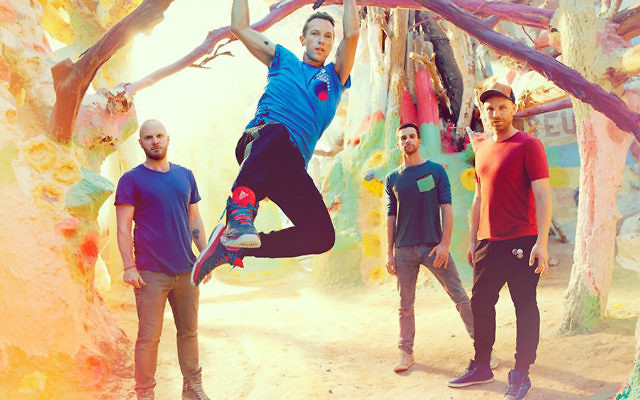 Chris Martin (second from left) and the rest of the members of Coldplay, pictured in India for the Global Citizen Festival in November 2016 (Courtesy Global Citizen)