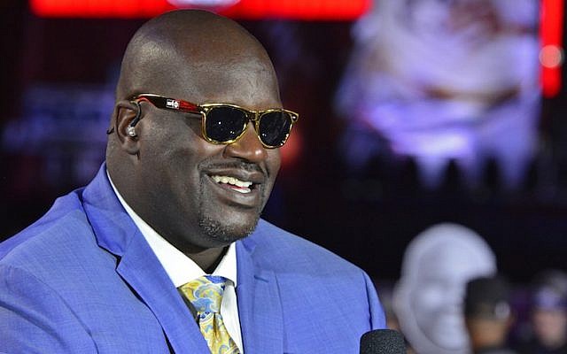 A close up shot of NBA TNT Analyst, Shaquille O'Neal talking on set before the New York Knicks game against the Cleveland Cavaliers on October 25, 2016 at Quicken Loans Arena in Cleveland, Ohio.  (David Dow/NBAE via Getty Images)