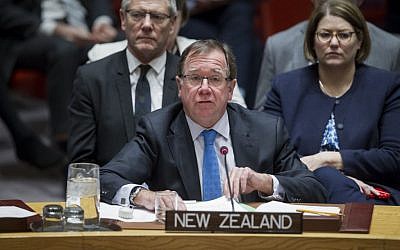 New Zealand Foreign Minister Murray McCully addresses the Security Council meeting on the situation in the Middle East on December 16, 2016. (UN/Manuel Elias)