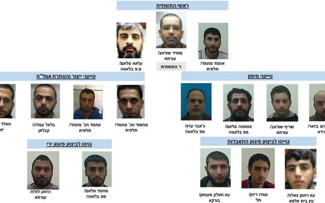 Alleged members of a Hamas terror cell operating in the area of the West Bank city of Nablus, nabbed by the Shin Bet, December 22, 2016. (Shin Bet)