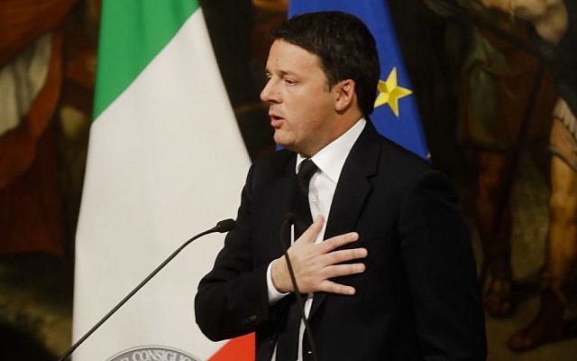 Italian Premier Matteo Renzi speaks during a press conference at the premier's office Chigi Palace, in Rome, early Monday, Dec. 5, 2016. (AP/Gregorio Borgia)