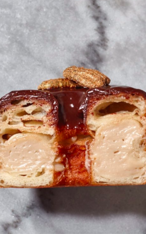 The nougat-filled interior of the Kadosh cronut, inspired by the New York pastry invention (Courtesy Anatoly Michaello)