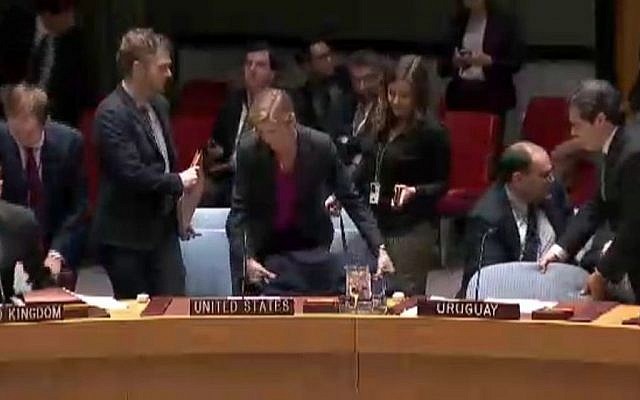 US Ambassador to the UN, Samantha Power, pictured as the UN Security Council meets on December 23, 2016 (UN Screenshot)