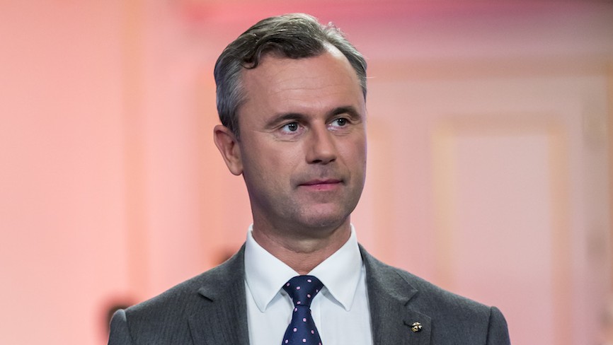 Austrian presidential candidate Norbert Hofer at a Governmental TV channel event in Vienna, May 22, 2016. (Jan Hetfleisch/Getty Images/JTA)