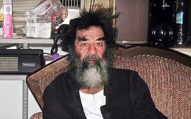 Former Iraqi strongman Saddam Hussein, shortly after his capture in 2003, in a screenshot from a YouTube video uploaded December 17, 2016.