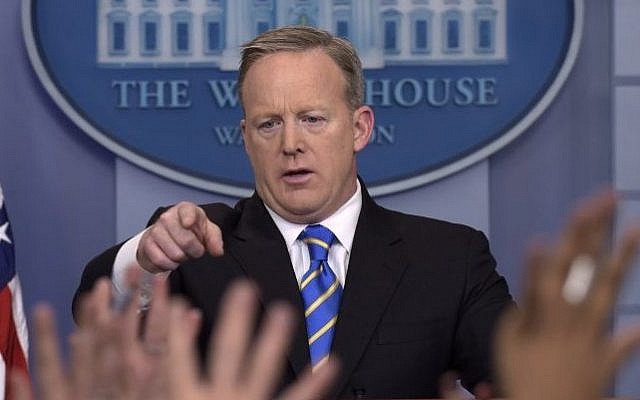 White House press secretary Sean Spicer calls on a reporter during the daily briefing at the White House in Washington, Tuesday, Jan. 24, 2017.  (AP Photo/Susan Walsh)
