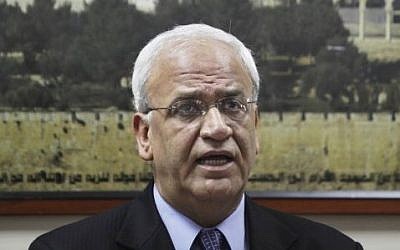Chief Palestinian negotiator Saeb Erekat gives a press conference in the West Bank city of Ramallah on August 23, 2010 (AP Photo/File)