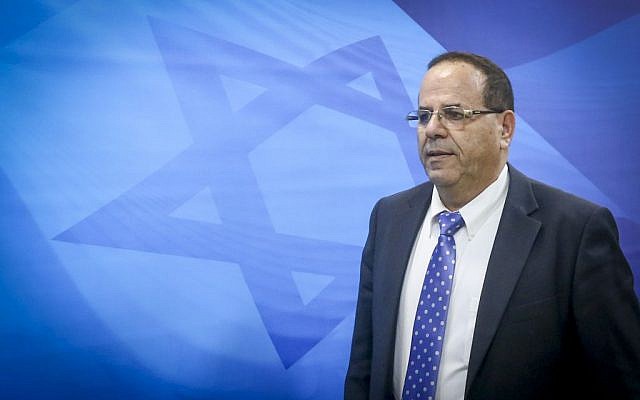 The-then Deputy Minister for Regional Cooperation Ayoub Kara arrives for the weekly government conference at the Prime Minister's Office in Jerusalem, December 4, 2016. (Marc Israel Sellem) 
