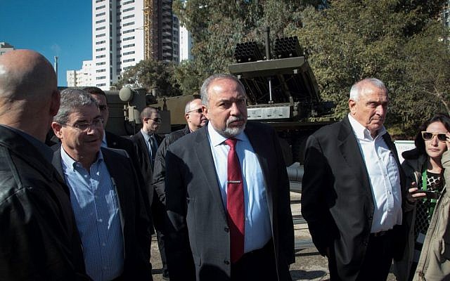 Defense Minister Avigdor Liberman tours the Israel Military Industries factory, on January 4, 2017. (Roy Alima/Flash90)