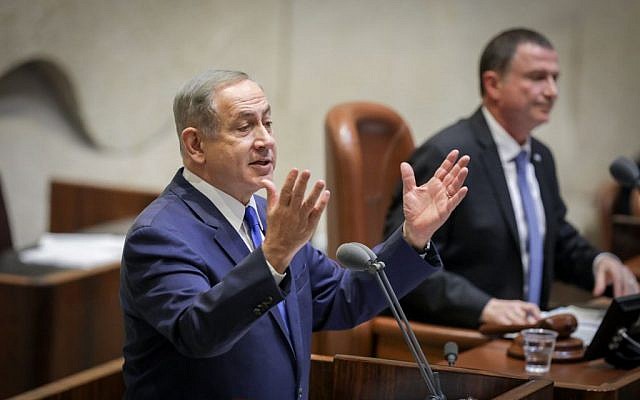 Prime Minister Benjamin Netanyahu speaks a plenum session in the Knesset in Jerusalem on January 25, 2017. (Photo by Yonatan Sindel/FLASH90)